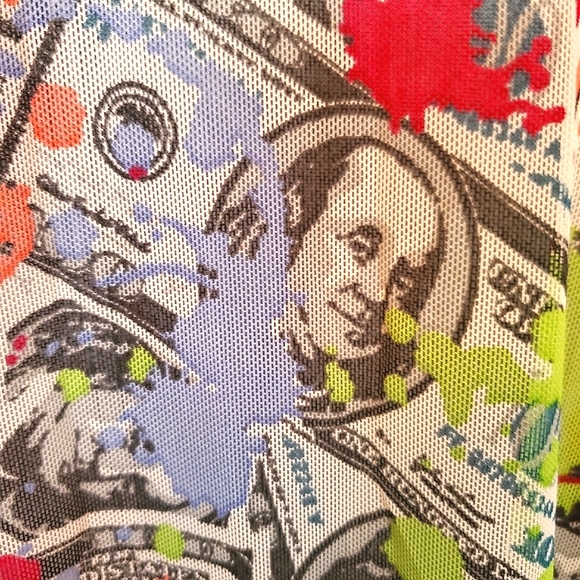 SHOW ME THE MONEY ☆ PAINT SPATTER PRINT MESH DUSTER/COVER-UP ☆ 2x ☆  NWT - Picture 6 of 8